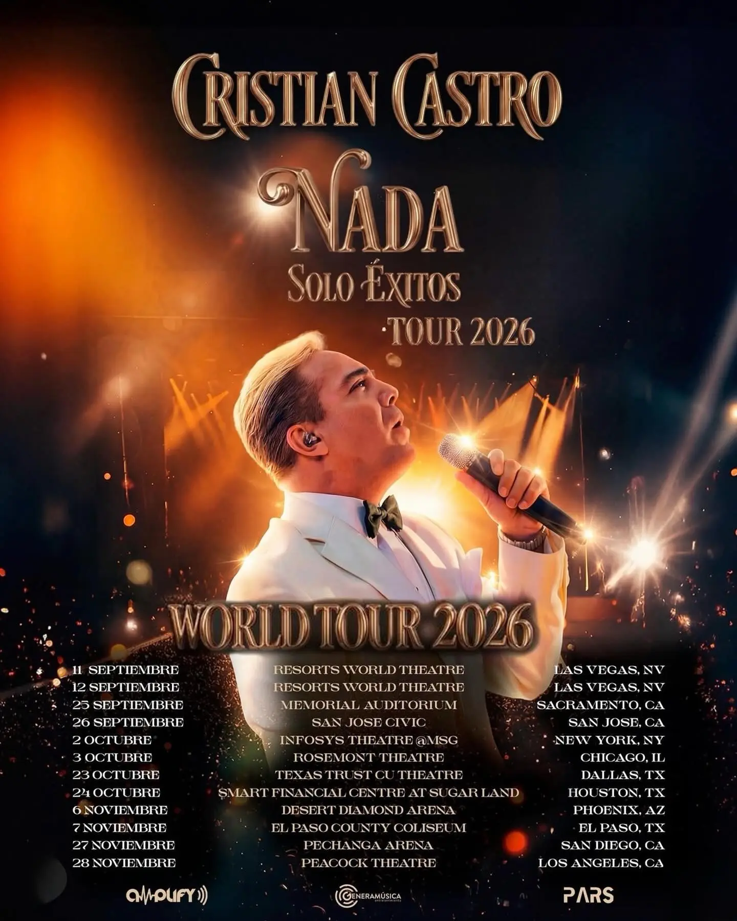 Cristian Castro concert tour poster 2026 & 2027